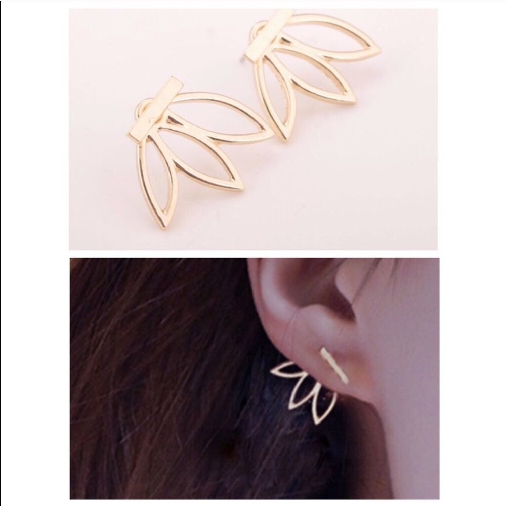 Multiwear Lotus Bar Cuff Earring in Gold Tone - Picture 5 of 5